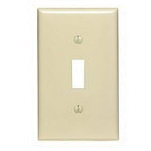 Leviton 80701-T Thermoplastic Nylon Device Mount Standard Size 1-Gang Wallplate 1-Toggle Switch Light Almond