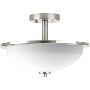 Progress Lighting P3424-09 2-Light Convertible Semi-Flush Mount Ceiling Light 120-Volt 100-Watt Brushed Nickel Replay