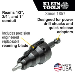 Klein Tools 85091 Power Conduit Reamer 5-3/4-Inch OAL