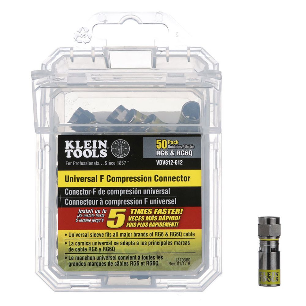 Klein Tools VDV812-612 F-Type Universal Compression Connector RG-6