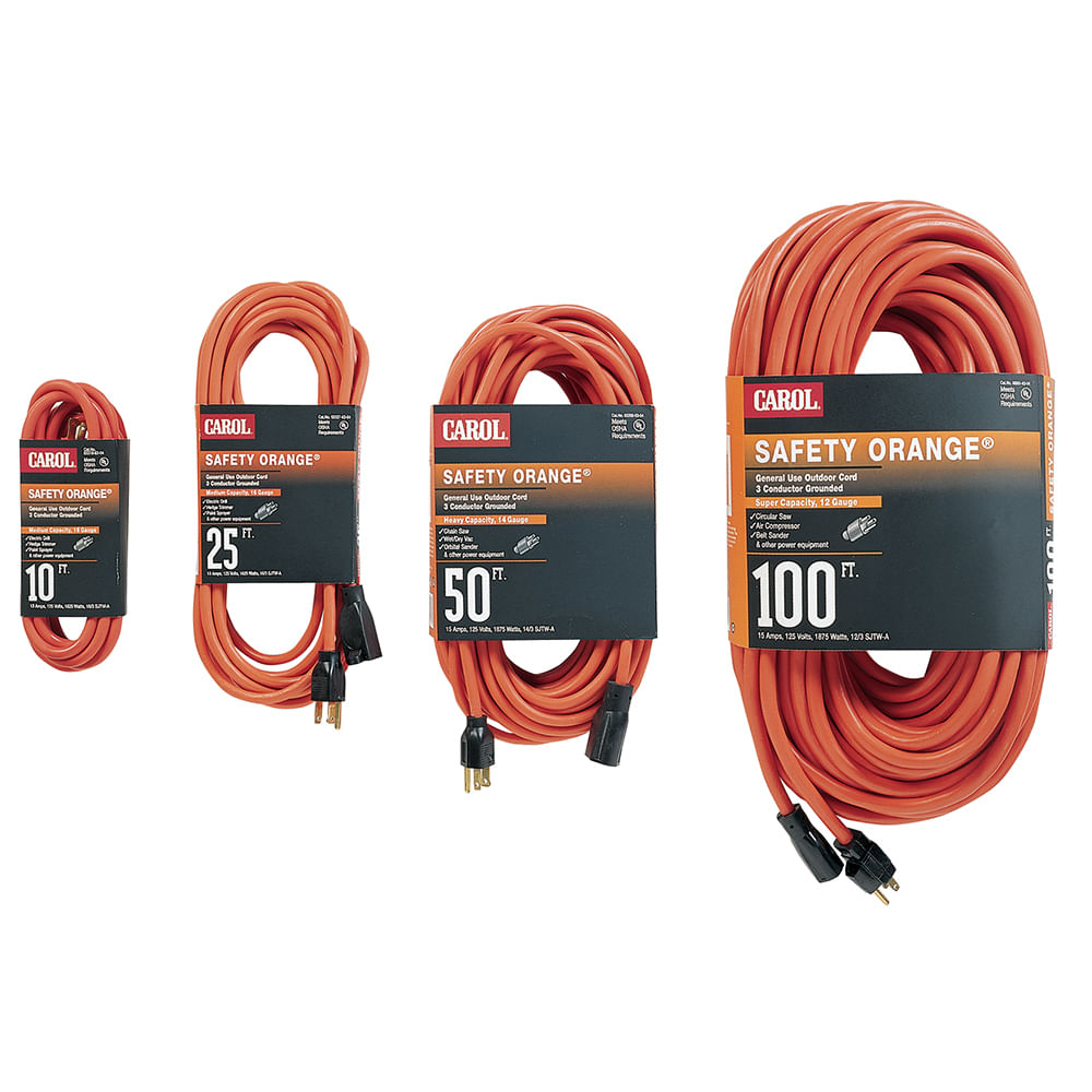 Carol 06826.63.04 Stranded Bare Copper SJTW Extension Cord 12/3 25