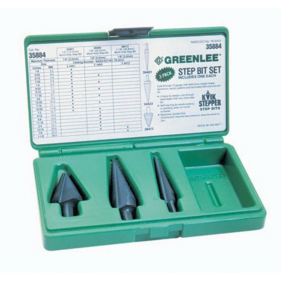 belltre e Greenlee 35884 Steel Step Bit Kit 1/8 - 1-3/8-Inch Kwik Stepper