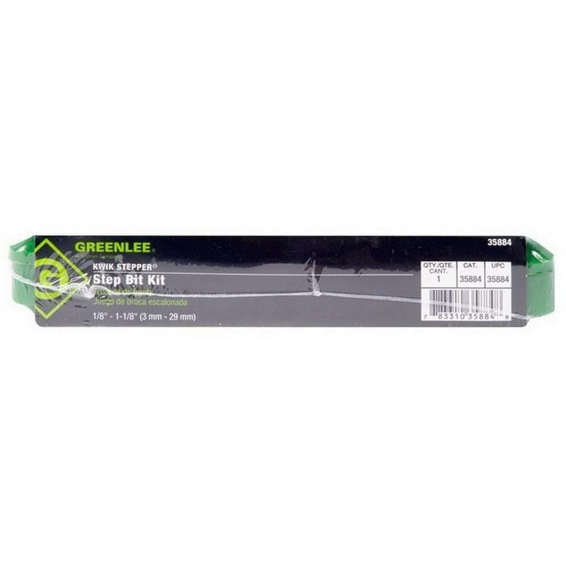 Greenlee 35884 Steel Step Bit Kit 1/8 - 1-3/8-Inch Kwik Stepper